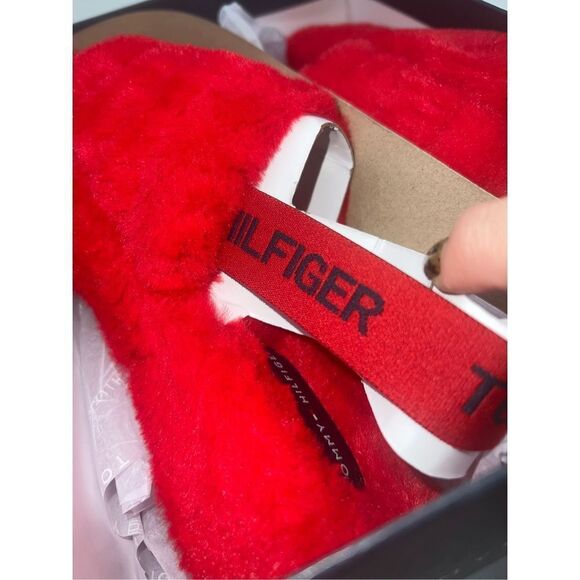Tommy Hilfiger Red Fluffy Slippers - Picture 8 of 8